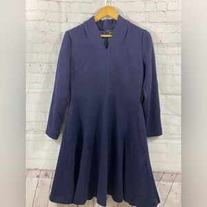 Gyalwana Wool-Blend Women's Size XL Navy Blue Fit & Flare Fully Lined Dress